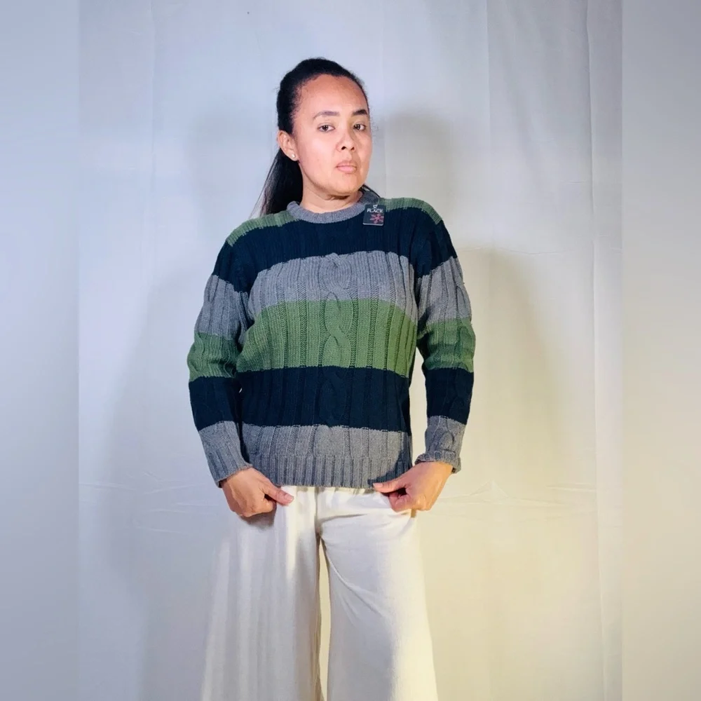 The Children's Place Navy and Olive Crewneck Sweater - Picture 1 of 8